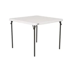 Lifetime 80783 37-Inch Commercial Grade Square Folding Card Table, White Granite