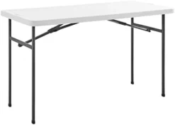 Living And More 4ft XL Straight Folding Utility Table, White, Indoor & Outdoor, Portable Desk, Camping, Tailgating, & Crafting Table -Amazon Basics Furniture Shop 215a9uJo5L. AC