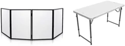 DJ Booth Foldable Cover Screen - Portable Event Facade Front Board Video Light Projector (White) & Lifetime Height Adjustable Craft Camping And Utility Folding Table, 4 Foot, 4'/48 X 24, White Granite -Amazon Basics Furniture Shop 21iYQ3b3l7L. AC