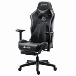 AutoFull C3 Gaming Chair Ergonomic Office Chair With 3D Bionic Lumbar Support Racing Style PU Leather Computer PC Chair For Adults With Footrest,Black