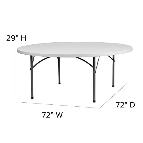 Flash Furniture 6-Foot Round Granite White Plastic Folding Table 3 Flash Furniture 6-Foot Round Granite White Plastic Folding Table - Image 3