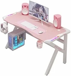 Haoo E-sports Game Table, Girl Pink Home Ergonomic Modern Minimalist Style Notebook Computer Study Table, Home Table, Large Monitor Stand Table (Pink K Leg With RGB Light,60 * 80) 12 Haoo E-sports Game Table, Girl Pink Home Ergonomic Modern Minimalist Style Notebook Computer Study Table, Home Table, Large Monitor Stand Table (Pink K Leg With RGB Light,60 * 80) -Amazon Basics Furniture Shop 314yb4JogZL. AC