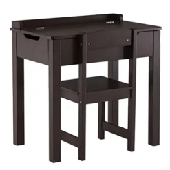 WYKDD 59 X 40.5 X 59cm Study Table And Chair 2 Sets Of Drawers Can Be Opened 1 Table And 1 Chair Brown