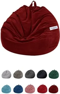 SANMADROLA Stuffed Animal Storage Bean Bag Chair Cover (No Filler) For Kids And Adults.Soft Premium Corduroy Stuffable Beanbag For Organizing Children Plush Toys Or Memory Foam Extra Large 300L (Grey) -Amazon Basics Furniture Shop 315oiUmq7wL. AC