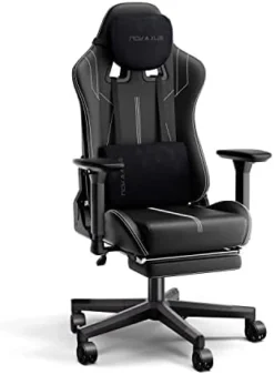 NOKAXUS Gaming Chair With Retractible Footrest Adjustment Of Backrest Thickening Sponges Swivel Office Chair With Massager Function (YK-6008A-BALCK -Amazon Basics Furniture Shop 317Aw0WL. AC