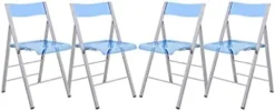 LeisureMod Milden Modern Acrylic Folding Chairs, Set Of 4 (Blue) -Amazon Basics Furniture Shop 317VuXJ3TML. AC