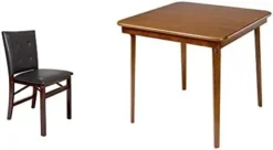 MECO STAKMORE Parson’s Folding Chair Espresso Bonded Leather Finish, Set Of 2 & STAKMORE Straight Edge Folding Card Table Fruitwood Finish -Amazon Basics Furniture Shop 318jhBcV5WL. AC