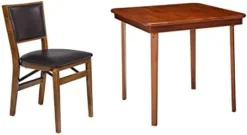 MECO STAKMORE Retro Upholstered Back Folding Chair Fruitwood Finish, Set Of 2 & STAKMORE Straight Edge 32" Square Folding Card Table, Cherry Finish -Amazon Basics Furniture Shop 318z8jhAKeL. AC