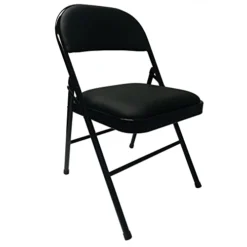 Realspace® Vinyl Padded Folding Chair, 29-3/4"H X 18-1/2"W X 19-5/8"D, Black