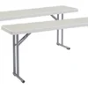 (2 Pack) National Public Seating 18" X 72" Heavy Duty Seminar Folding Table, Speckled Grey