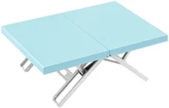 Maarch Small Folding Table, Portable Beach Table, Tray Table, Foldable Low Picnic Camping Table For Sitting On The Floor, Light Blue -Amazon Basics Furniture Shop 31DvJnpXhSL. AC