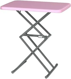 SOUNDANCE Small Folding Table, Adjustable TV Tray, Portable Dinner Table, Lightweight, Zero Assembly, Easy To Fold And Storage, Sturdy Desk For Home Garden Office Indoor Outdoor Use, White -Amazon Basics Furniture Shop 31EiWSzADUL. AC