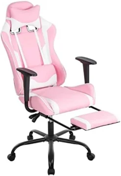 Gaming Chair With Footrest, Ergonomic Office Chair, Adjustable Swivel Leather Desk Chair, Reclining High Back Computer Chair With Lumbar Support And Headrest, Racing Style Video Gamer Chair -Amazon Basics Furniture Shop 31FMnw4zQnL. AC