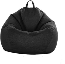 Stuffed Animal Storage Bean Bag Cover (No Filler) Extra Soft Beanbag Seat Chair Covers-100% Cotton Linen Memory Foam Beanbag Replacement Cover For Adults Kids Without Filling (black, 32-36 Inch) -Amazon Basics Furniture Shop 31GbmvHqpAL. AC