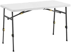 Living And More 4ft XL Straight Folding Utility Table, White, Indoor & Outdoor, Portable Desk, Camping, Tailgating, & Crafting Table -Amazon Basics Furniture Shop 31IvdXCc gL. AC