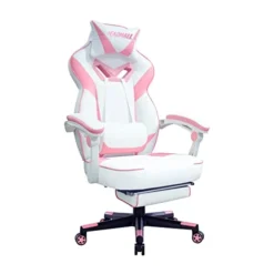 HEADMALL Pink Gaming Chair With Footrest Ergonomic Oversized Manufactured By Listed Company,Video Game Chairs With Lumbar And Head Pillow, For Adults Teens Secret Lab Pink&White