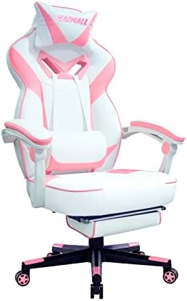 HEADMALL Pink Gaming Chair With Footrest Ergonomic Oversized Manufactured By Listed Company,Video Game Chairs With Lumbar And Head Pillow, For Adults Teens Secret Lab Pink&White 14 HEADMALL Pink Gaming Chair With Footrest Ergonomic Oversized Manufactured By Listed Company,Video Game Chairs With Lumbar And Head Pillow, For Adults Teens Secret Lab Pink&White - Image 14