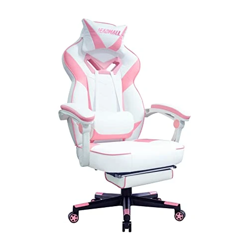 HEADMALL Pink Gaming Chair With Footrest Ergonomic Oversized Manufactured By Listed Company,Video Game Chairs With Lumbar And Head Pillow, For Adults Teens Secret Lab Pink&White 1 HEADMALL Pink Gaming Chair With Footrest Ergonomic Oversized Manufactured By Listed Company,Video Game Chairs With Lumbar And Head Pillow, For Adults Teens Secret Lab Pink&White