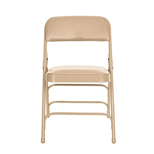 OEF Furnishings Premium Vinyl Upholstered Triple Brace Double Hinge Folding Chair, Beige 4 OEF Furnishings Premium Vinyl Upholstered Triple Brace Double Hinge Folding Chair, Beige - Image 4