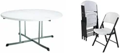 Lifetime 25402 Commercial Round Fold In Half Table, 5 Feet , White Granite -Amazon Basics Furniture Shop 31Pb3QIlR1L. AC