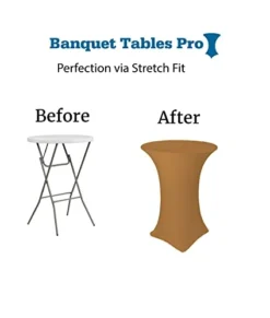 32 Round X 43" Tall Spandex Fitted Table Cover For Folding Bar Height Tables (Gold)