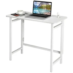 CZDYUF Folding Desk Office Computer Desk PC Laptop Writing Desk Home Office Workstation White Portab