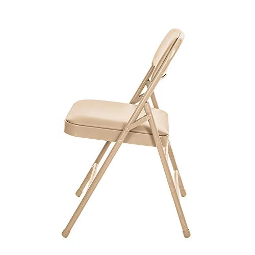 OEF Furnishings Premium Vinyl Upholstered Triple Brace Double Hinge Folding Chair, Beige 5 OEF Furnishings Premium Vinyl Upholstered Triple Brace Double Hinge Folding Chair, Beige - Image 5