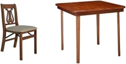Stakmore Music Back Folding Chair Finish, Set Of 2, Cherry & STAKMORE Straight Edge 32" Square Folding Card Table, Cherry Finish -Amazon Basics Furniture Shop 31UDC5ttphL. AC