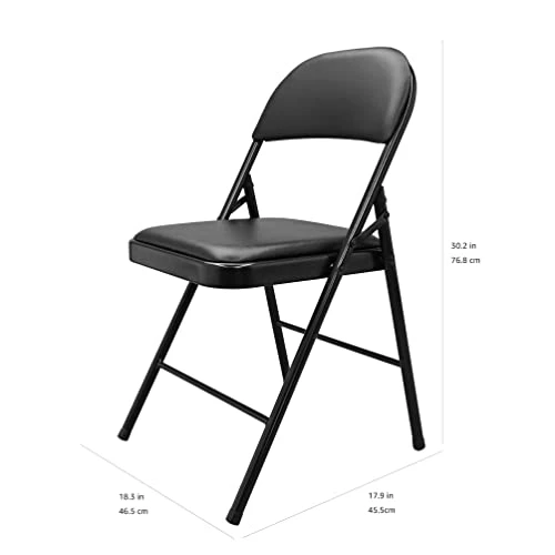 Amazon Basics Vinyl-Padded Metal Steel Folding, Black, 4-Pack Chair 3 Amazon Basics Vinyl-Padded Metal Steel Folding, Black, 4-Pack Chair - Image 3