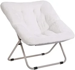 Tiita Saucer Chair, Soft Faux Fur Oversized Folding Accent Chair, Soft Furry Lounge Lazy Chair, Metal Frame Moon Chair For Bedroom, Living Room, Dorm Rooms, Garden And Courtyard -Amazon Basics Furniture Shop 31VvGPHqxL. AC