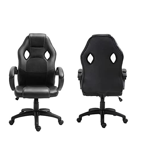 Polar Aurora Office Chair PU Leather Racing Style Computer Gaming Chairs Adjustable Swivel Desk Chair Black 4 Polar Aurora Office Chair PU Leather Racing Style Computer Gaming Chairs Adjustable Swivel Desk Chair Black - Image 4