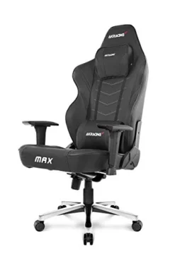 AKRacing Masters Series Max Gaming Chair With Wide Flat Seat, 400 Lbs Weight Limit, Rocker And Seat Height Adjustment Mechanisms - Black