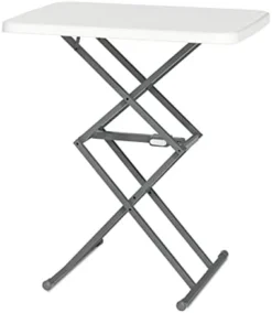 SOUNDANCE Small Folding Table, Adjustable TV Tray, Portable Dinner Table, Lightweight, Zero Assembly, Easy To Fold And Storage, Sturdy Desk For Home Garden Office Indoor Outdoor Use, White -Amazon Basics Furniture Shop 31YhRysOcjL. AC