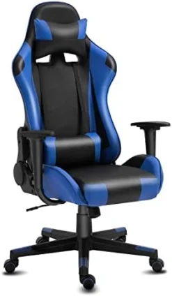 High-Back Swivel Gaming Chair Recliner With Lumbar Support And Headrest, Height Adjustable Ergonomic Office Desk Chair, Blue White 24 High-Back Swivel Gaming Chair Recliner With Lumbar Support And Headrest, Height Adjustable Ergonomic Office Desk Chair, Blue White -Amazon Basics Furniture Shop 31YztrdBQAL. AC