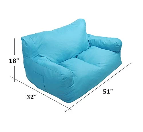 Dporticus Double Mini Lounger Sofa, Bean Bag Chair Self-Rebound Sponge Double Child Seat 51" X 32" X 18" Blue 3 Dporticus Double Mini Lounger Sofa, Bean Bag Chair Self-Rebound Sponge Double Child Seat 51" X 32" X 18" Blue - Image 3