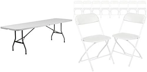 Flash Furniture 8-Foot Bi-Fold Granite White Plastic Banquet And Event Folding Table With Carrying Handle & 10 Pack Hercules Series 650 Lb. Capacity Premium White Plastic Folding Chair 7 Flash Furniture 8-Foot Bi-Fold Granite White Plastic Banquet And Event Folding Table With Carrying Handle & 10 Pack Hercules Series 650 Lb. Capacity Premium White Plastic Folding Chair - Image 7