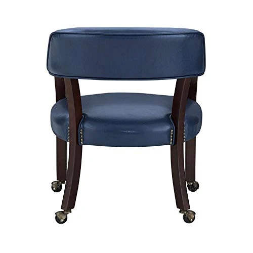 BOWERY HILL Captain's Poker Game Arm Chair With Casters In Navy Vinyl 4 BOWERY HILL Captain's Poker Game Arm Chair With Casters In Navy Vinyl - Image 4