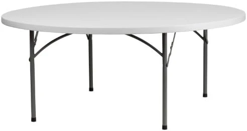 Flash Furniture 6-Foot Round Granite White Plastic Folding Table 6 Flash Furniture 6-Foot Round Granite White Plastic Folding Table - Image 6