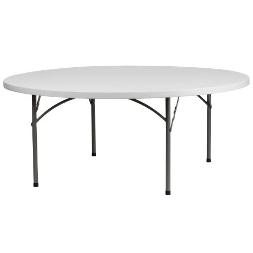 Flash Furniture 6-Foot Round Granite White Plastic Folding Table 1 Flash Furniture 6-Foot Round Granite White Plastic Folding Table