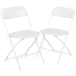EMMA + OLIVER Set Of 2 White Stackable Folding Plastic Chairs - 650 LB Weight Capacity -Amazon Basics Furniture Shop 31dSonmmKDS
