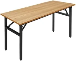 Need Folding Desk For Home Office 39-3/8'' Length Modern Folding Table Computer Desk No Install Needed Teak Color Desktop Black Frame, AC5BB(10060) -Amazon Basics Furniture Shop 31gvPCchuL. AC