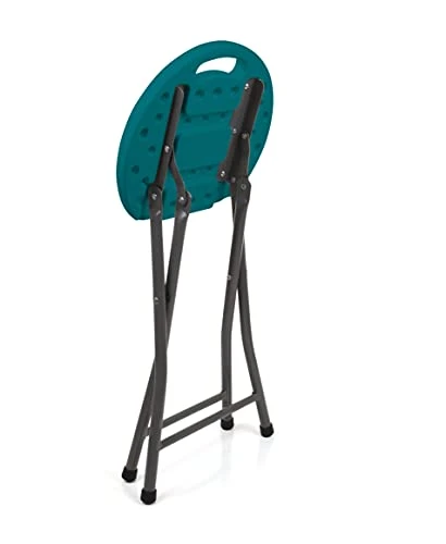 Mintra Home Folding Stools - 18.5in Height, Metal, Heavy Duty (1 Pack, Aqua Green) 1 Mintra Home Folding Stools - 18.5in Height, Metal, Heavy Duty (1 Pack, Aqua Green)