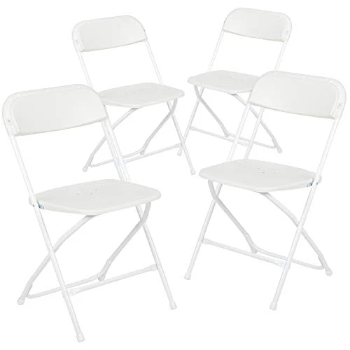 Flash Furniture 3-Foot Square Granite White Plastic Folding Table & Hercules™ Series Plastic Folding Chair - White - 4 Pack 650LB Weight Capacity Comfortable Event Chair-Lightweight Folding Chair 4 Flash Furniture 3-Foot Square Granite White Plastic Folding Table & Hercules™ Series Plastic Folding Chair - White - 4 Pack 650LB Weight Capacity Comfortable Event Chair-Lightweight Folding Chair - Image 4