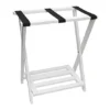 Lipper International 502W Right Height Folding Luggage Rack With Bottom Shelf, White Finish, 22 ⅞" X 13 ¾" X 27 ½"