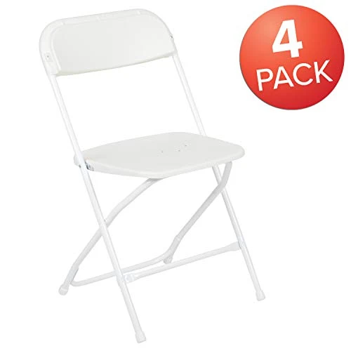 Flash Furniture 3-Foot Square Granite White Plastic Folding Table & Hercules™ Series Plastic Folding Chair - White - 4 Pack 650LB Weight Capacity Comfortable Event Chair-Lightweight Folding Chair 5 Flash Furniture 3-Foot Square Granite White Plastic Folding Table & Hercules™ Series Plastic Folding Chair - White - 4 Pack 650LB Weight Capacity Comfortable Event Chair-Lightweight Folding Chair - Image 5