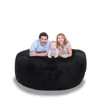 Bean Bag Chairs, 7ft Giant Bean Bag Chair For Adults, Big Bean Bag Cover Comfy Large Bean Bag Bed (No Filler, Cover Only) Fluffy Lazy Sofa (Dark Grey), 7ft(180*80cm)(Black)