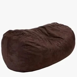 Great Deal Furniture Wanda Traditional 8 Foot Suede Bean Bag (Cover Only), French Roast Brown