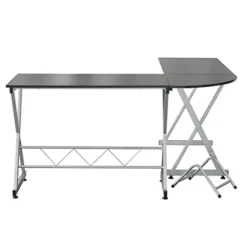 WYKDD L-Shaped Wooden Computer Desk Black