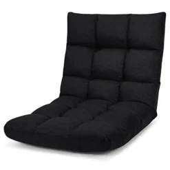 Giantex Floor Sofa Chair Video Gaming Chair With 14 Adjustable Position, Padded Back Support Floor Cushioned Seat, Folding Lazy Chair For Meditation, Reading, Watching, Living Room Recliner(Black)