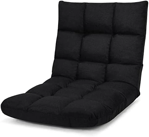 Giantex Floor Sofa Chair Video Gaming Chair With 14 Adjustable Position, Padded Back Support Floor Cushioned Seat, Folding Lazy Chair For Meditation, Reading, Watching, Living Room Recliner(Black) 6 Giantex Floor Sofa Chair Video Gaming Chair With 14 Adjustable Position, Padded Back Support Floor Cushioned Seat, Folding Lazy Chair For Meditation, Reading, Watching, Living Room Recliner(Black) - Image 6